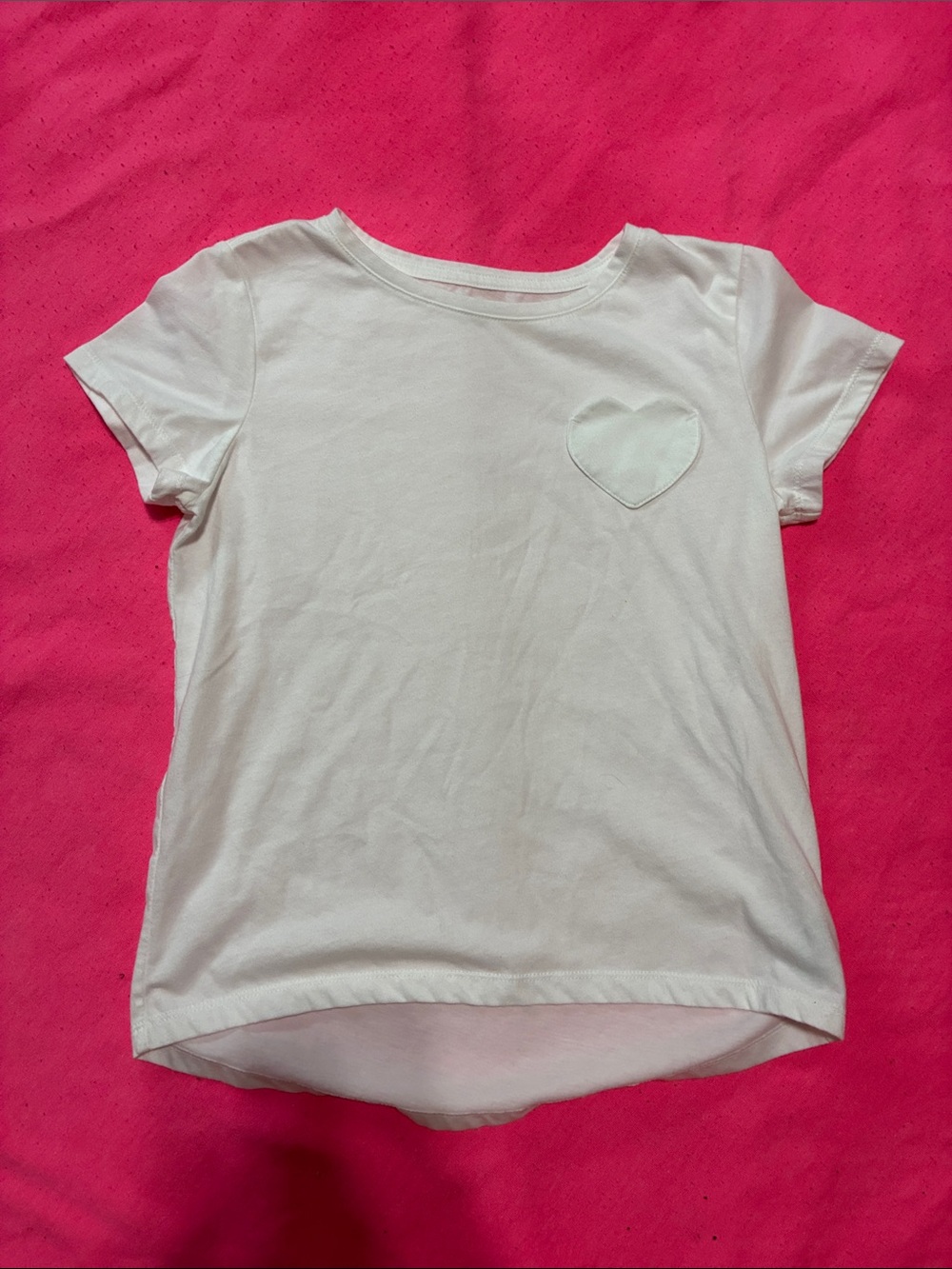 3/$10 Girls' White Heart Pocket Tee - Classic Short Sleeve Top